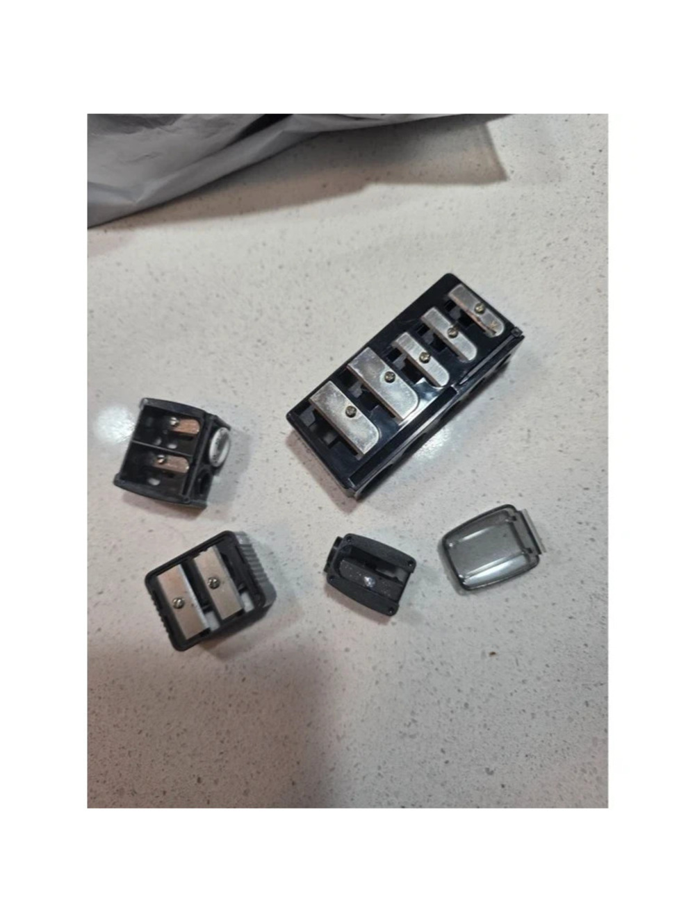 Set of 5 Black Plastic Pencil Sharpeners with Metal Blades